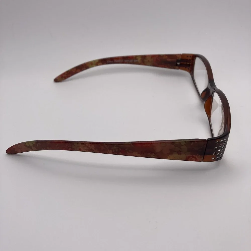 Foster Grant‎ Brn Floral Jeweled Reading Glasses Frames ASHLEY BRN 54/16-129
